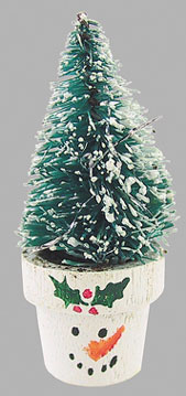 Dollhouse Miniature Tree In Snowman Flower Pot